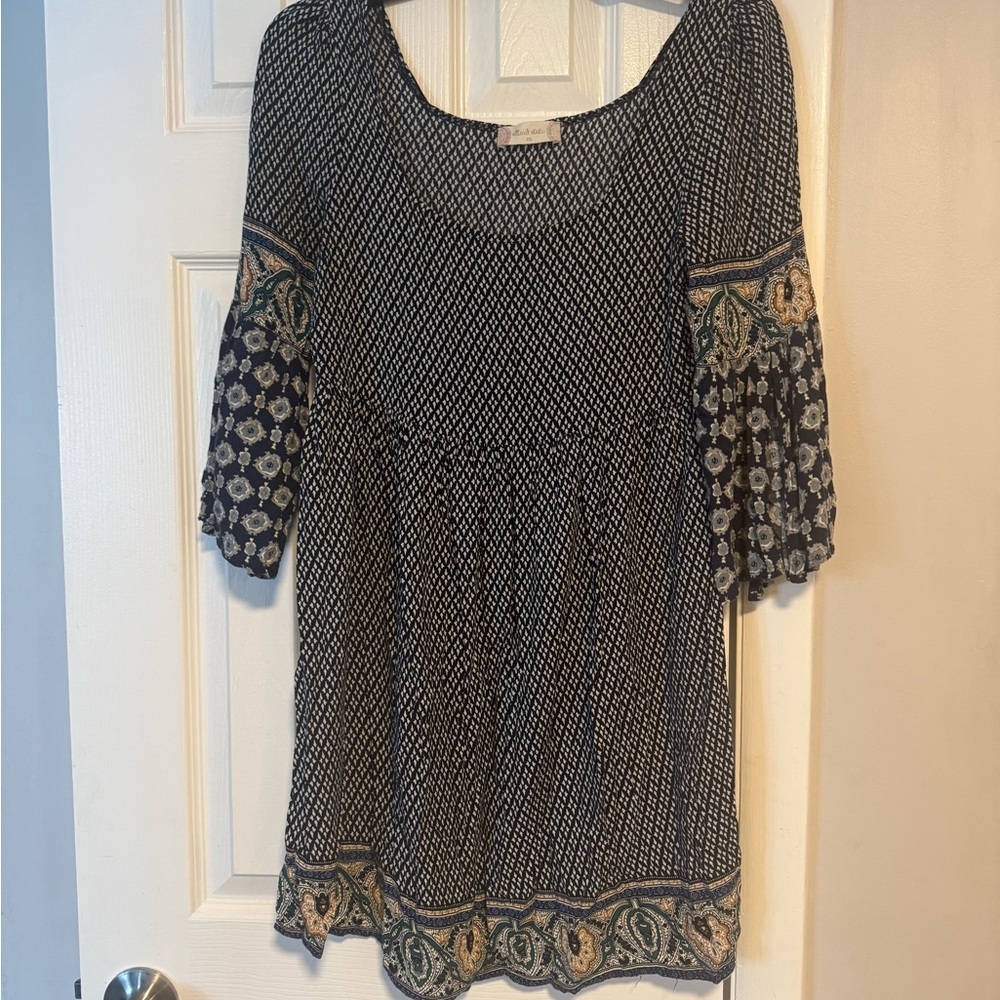 Altar’d State Boho Babydoll Dress XS | Mixed Print Peasant Dress
